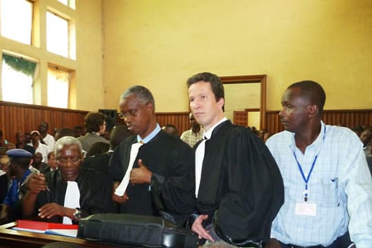 Mr Alexis Deswaef, ILN member, during the Olucome trial in Burundi © Jean-Marie Ndikumana/ASF