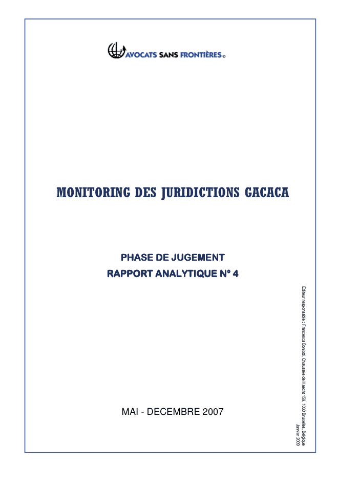 Rwanda: Rapport analytique des juridictions Gacaca (4)
