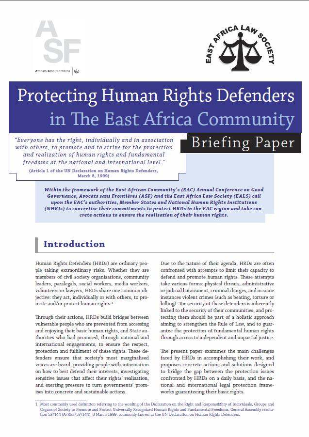 Protecting Human Rights Defenders in The East Africa Community