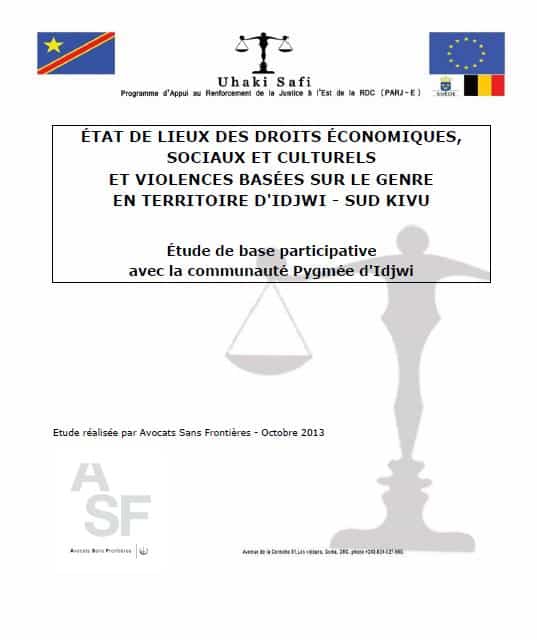 État des lieux des droits économiques, sociaux et culturels et violences basées sur le genre en territoire d’Idjwi – Sud Kivu (RD Congo)