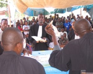 A lawyer appealing before the judges