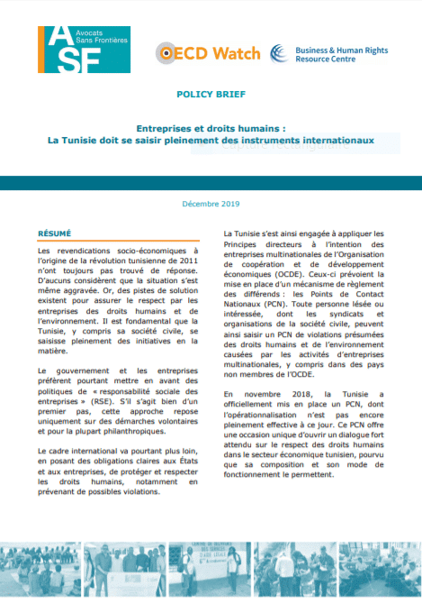 Policy Brief – Entreprises et droits humains : La Tunisie doit se saisir pleinement des instruments internationaux