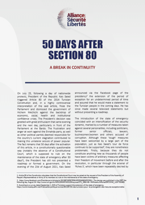 Report – 50 days after article 80: A break in continuity