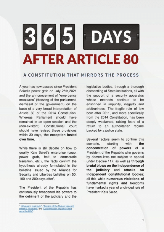 (Anglais) Rapport – 365 jours après l’article 80