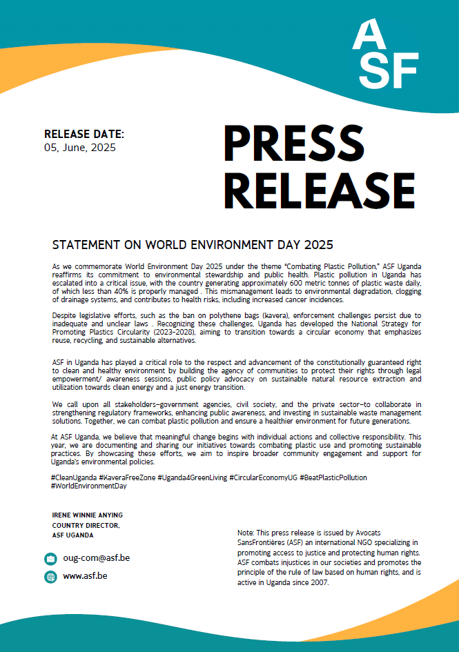 ASF Uganda statement on World environment day (English)