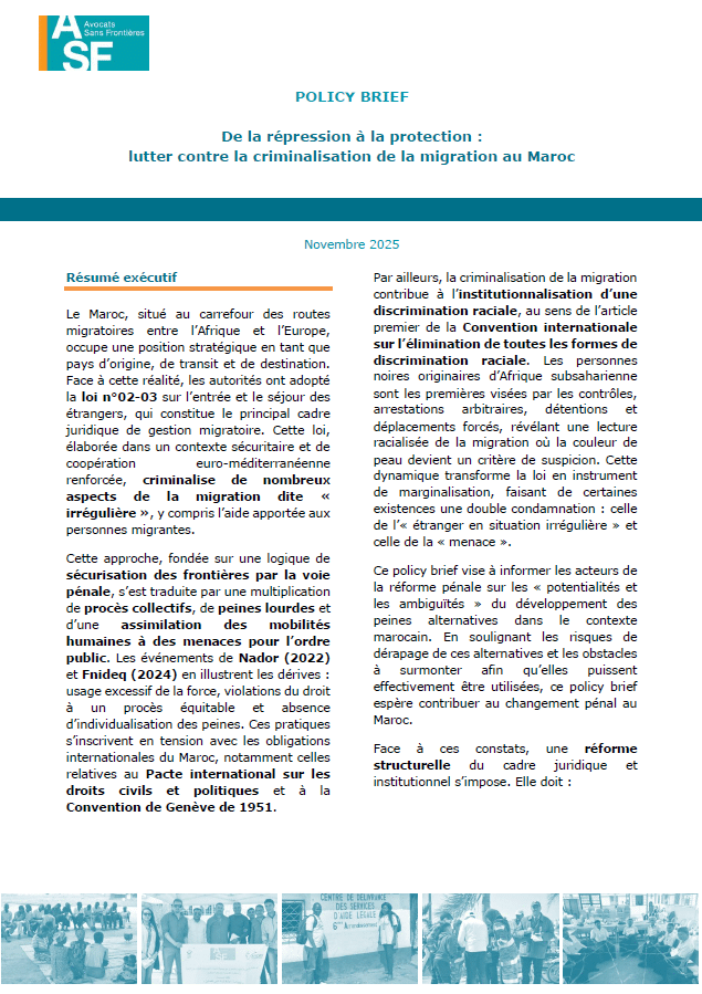 From repression to protection : fighting against criminalisation of migration in Morocco (French)